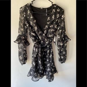 Lord & Taylor Black and White Floral Dress